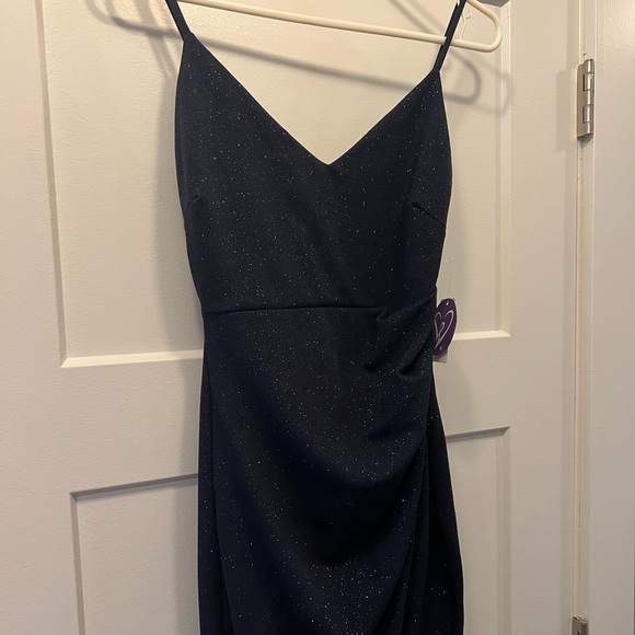 NWT Windsor Kalyn formal glitter faux wrap long dress size S - Picture 4 of 12